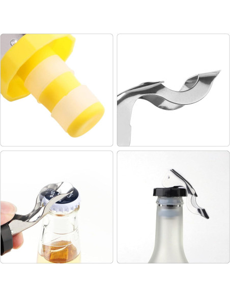 6 Tapones de Vino Reutilizables KINMINGZHU Silicona y Acero