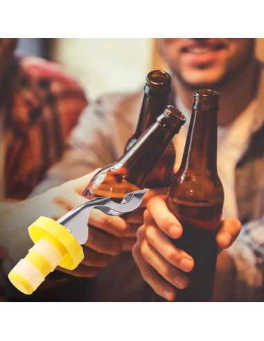 6 Tapones de Vino Reutilizables KINMINGZHU Silicona y Acero