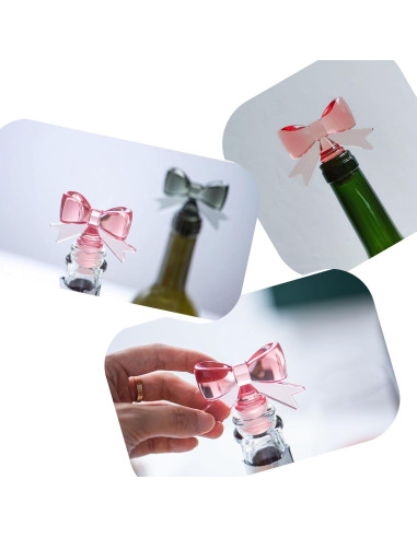 Tapón de Botella de Vino Zesensavor Rosa Silicona Lazo