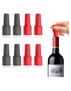 8 Tapones de Silicona Reutilizables para Botellas de Vino - Genérico