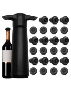 24 Tapones de Vacío para Vino Vibedor + Bomba Reutilizable