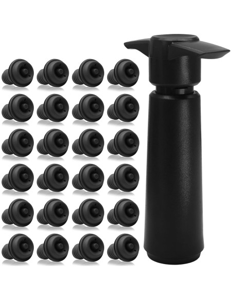 24 Tapones de Vacío para Vino Vibedor + Bomba Reutilizable