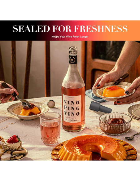 8 Tapones de Silicona Reutilizables para Botellas de Vino - Genérico