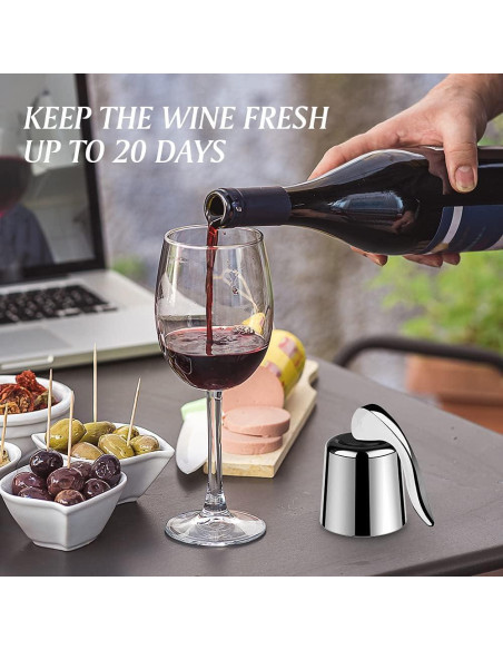 2 Tapones para Vino LIGTMAR Acero Inoxidable Reutilizables 4.6cm