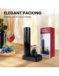 Abridor de Vino Eléctrico LAMA Negro Recargable con Accesorios 2