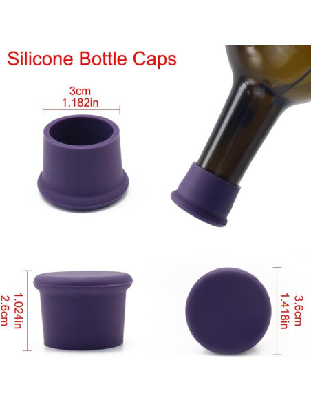 6 Tapones de Silicona Reutilizables LHJJJL para Vino y Bebidas