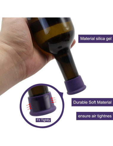 6 Tapones de Silicona Reutilizables LHJJJL para Vino y Bebidas
