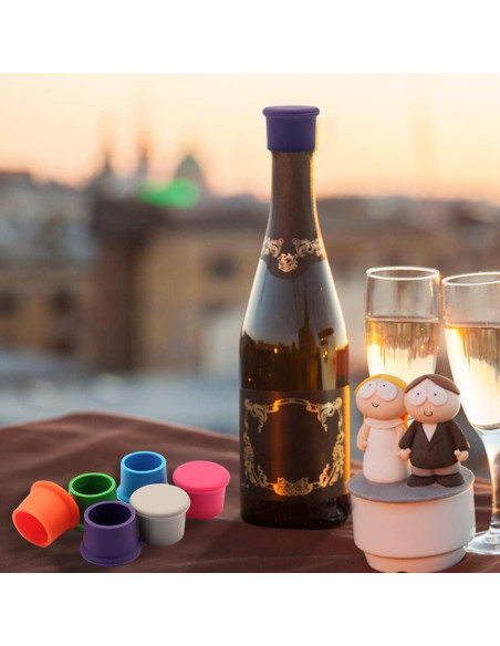 6 Tapones de Silicona Reutilizables LHJJJL para Vino y Bebidas