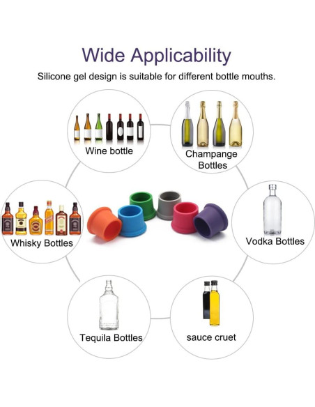 6 Tapones de Silicona Reutilizables LHJJJL para Vino y Bebidas
