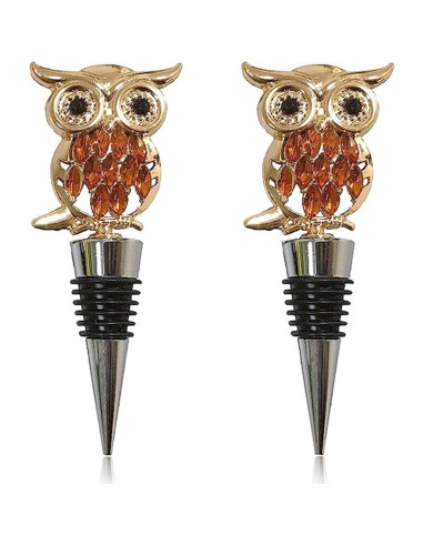 Tapones de Vino Adonisaon Búho Decorativos Reutilizables - 2 Piezas