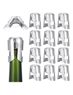 12 Tapones de Champagne Tobeelec Acero Inoxidable Reutilizables