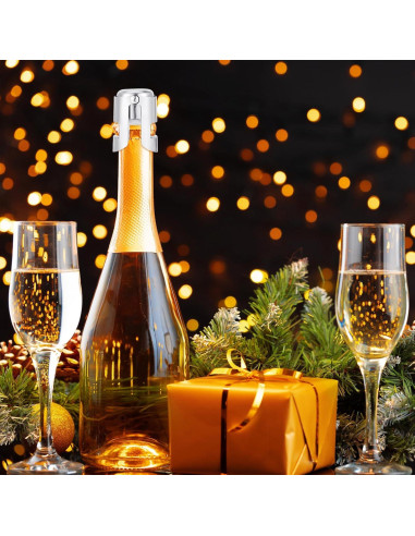 12 Tapones de Champagne Tobeelec Acero Inoxidable Reutilizables