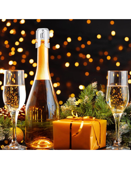 12 Tapones de Champagne Tobeelec Acero Inoxidable Reutilizables