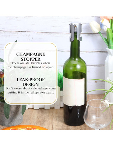 12 Tapones de Champagne Tobeelec Acero Inoxidable Reutilizables