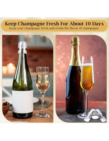12 Tapones de Champagne Tobeelec Acero Inoxidable Reutilizables