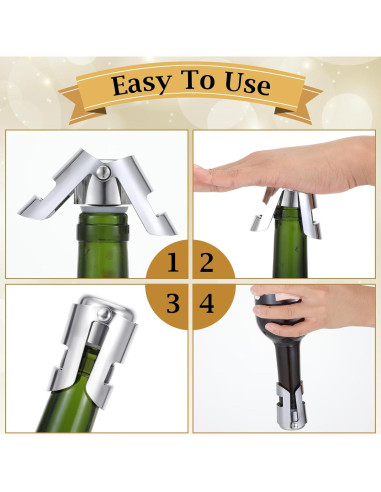12 Tapones de Champagne Tobeelec Acero Inoxidable Reutilizables