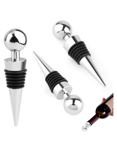 3 Tapones de Vino Reutilizables Sopoloray de Silicona Plateados