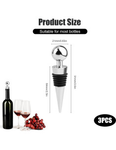 3 Tapones de Vino Reutilizables Sopoloray de Silicona Plateados 2