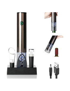 Juego de Abridor de Vino Eléctrico con Base de Carga y Accesorios
