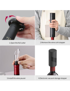 Abridor de Vino Eléctrico SIGBOT 4 en 1 con Aerador y Tapón 2