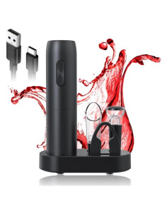 Juego de Abrebotellas Eléctrico Recargable KP1125 con Vertedor y Cortador