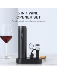 Juego de Abrebotellas Eléctrico Recargable KP1125 con Vertedor y Cortador 2