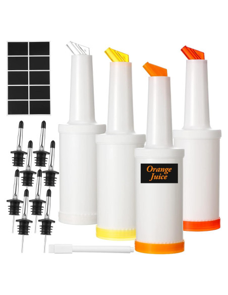 4 Botellas de Vierte Sieral 1L con Vertedores Acero Inoxidable