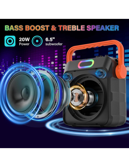 Máquina de Karaoke Bluetooth C02 Naranja 2 Micrófonos 6.5"