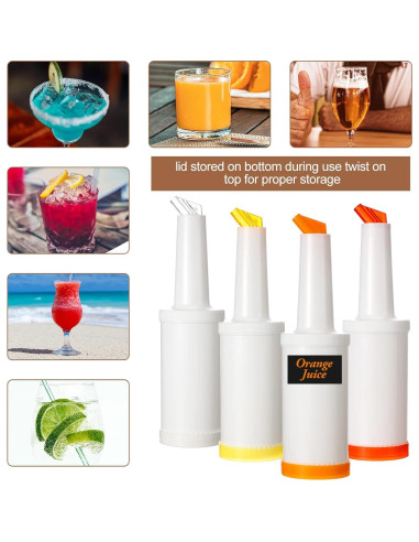 4 Botellas de Vierte Sieral 1L con Vertedores Acero Inoxidable