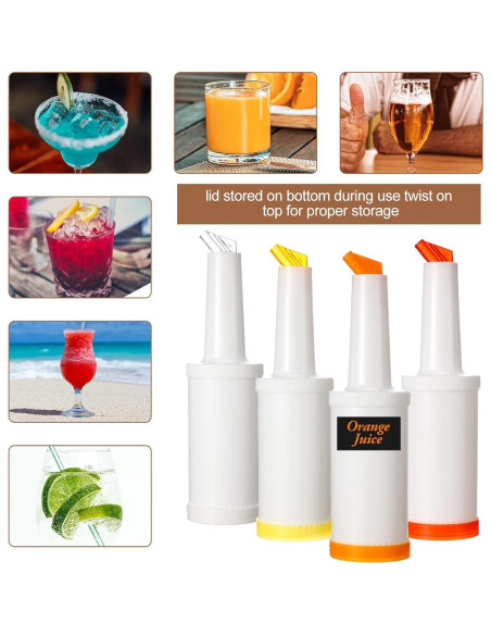 4 Botellas de Vierte Sieral 1L con Vertedores Acero Inoxidable