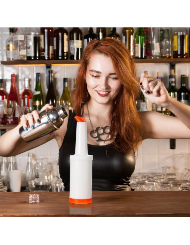 4 Botellas de Vierte Sieral 1L con Vertedores Acero Inoxidable