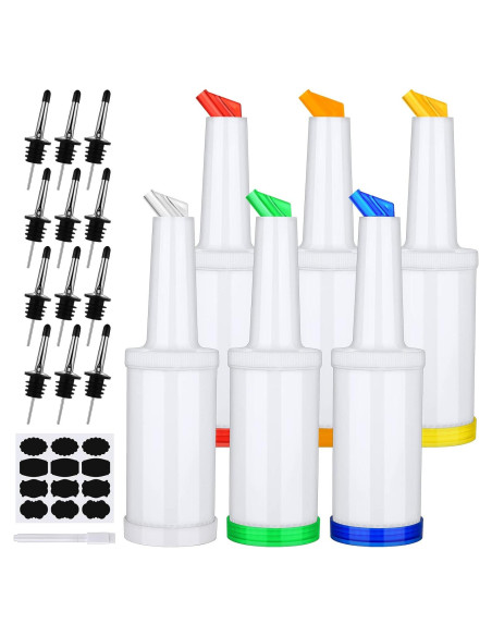 Ruisita 6 Botellas de Plástico para Verter con Vertedores Inoxidable