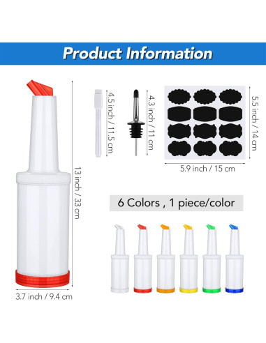 Ruisita 6 Botellas de Plástico para Verter con Vertedores Inoxidable