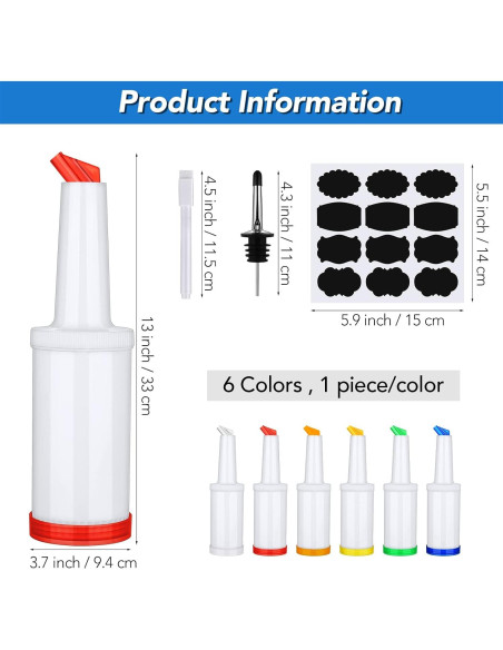 Ruisita 6 Botellas de Plástico para Verter con Vertedores Inoxidable