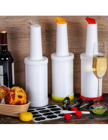 Ruisita 6 Botellas de Plástico para Verter con Vertedores Inoxidable