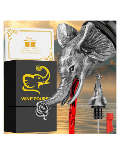 Vertedor y tapón de vino elefante LULLEA 2 en 1 plata