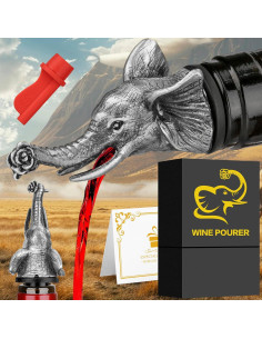 Vertedor y tapón de vino elefante LULLEA 2 en 1 plata 2