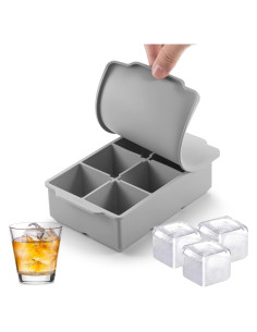 Bandeja de Hielo Grande Nax Caki con Tapa - Silicona Cuadrada