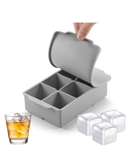 Bandeja de Hielo Grande Nax Caki con Tapa - Silicona Cuadrada