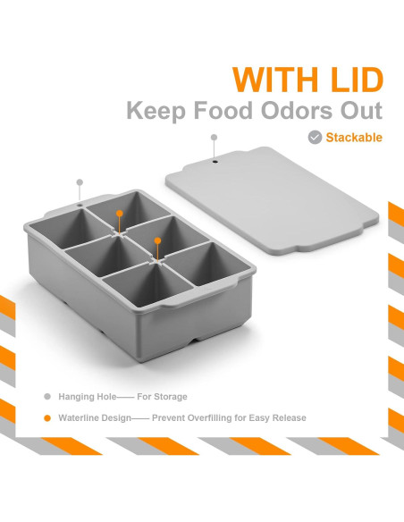 Bandeja de Hielo Grande Nax Caki con Tapa - Silicona Cuadrada