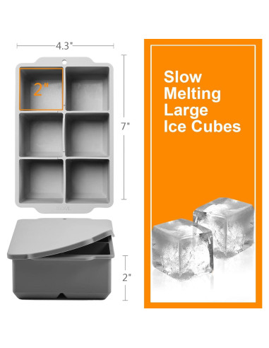 Bandeja de Hielo Grande Nax Caki con Tapa - Silicona Cuadrada