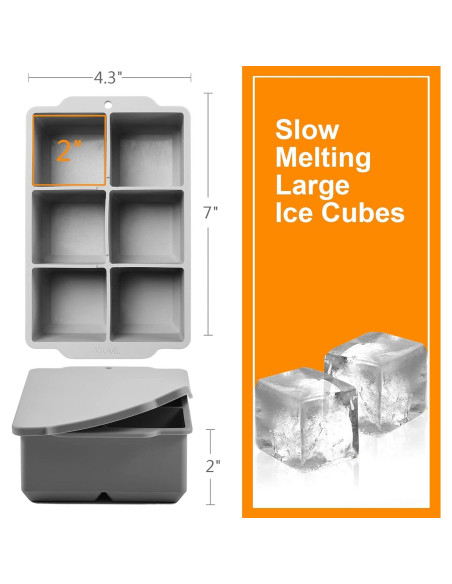 Bandeja de Hielo Grande Nax Caki con Tapa - Silicona Cuadrada