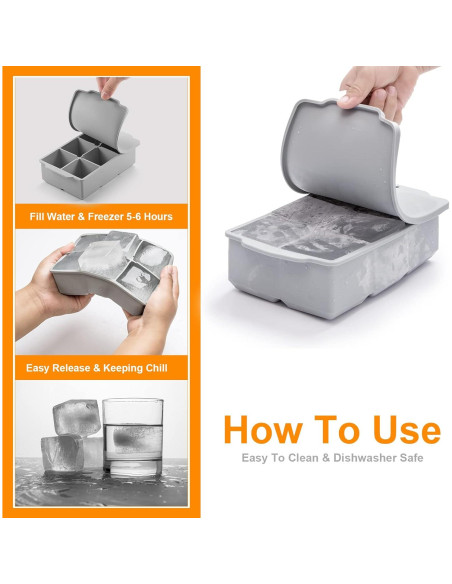 Bandeja de Hielo Grande Nax Caki con Tapa - Silicona Cuadrada