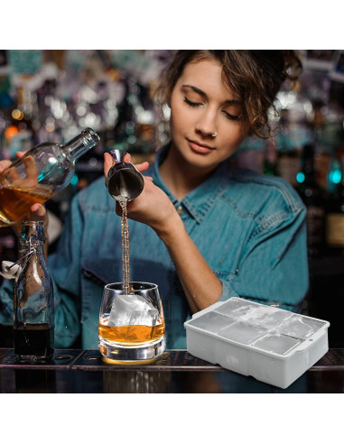 Bandeja de Hielo Grande Nax Caki con Tapa - Silicona Cuadrada