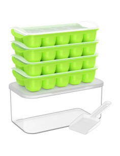 Bandeja de Hielo DOQAUS con Tapa y Contenedor - 4 Piezas