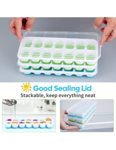 Bandejas de Hielo Silicona Furnsii 2 Piezas Apilables 56 Cubos 2