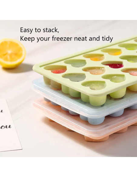 Bandeja de Hielo Corazón Fuukou - Silicona 21 Huecos