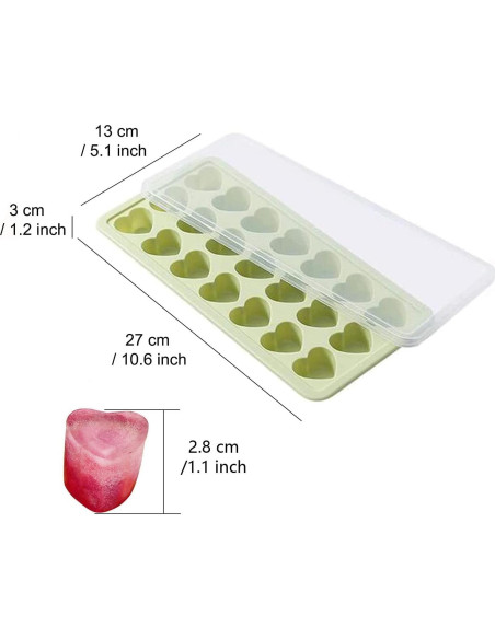 Bandeja de Hielo Corazón Fuukou - Silicona 21 Huecos