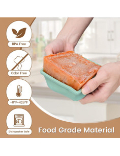 Bandeja de Congelador de Silicona GGOW 2 Tazas con Tapa - 4 Piezas 2