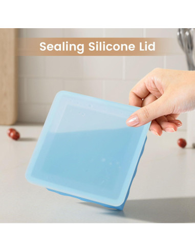Bandeja de Congelador de Silicona GGOW 2 Tazas con Tapa - 4 Piezas